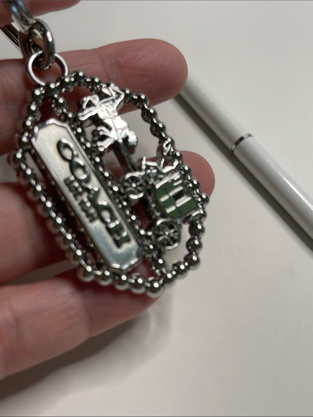 Coach Silver-tone Carriage Logo Keyring and Coach Pen - Picture 6 of 7